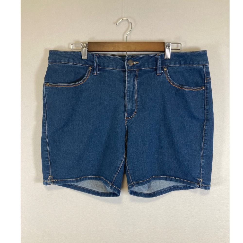 Faded Glory Denim Shorts Women 18W Blue Dark Wash Stretch Mid Rise 5 Inch Inseam